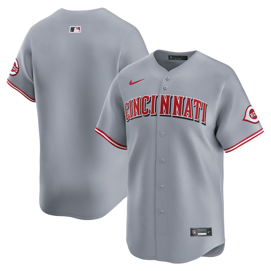 Men Cincinnati Reds Blank Nike Gray Away Limited MLB Jersey->->